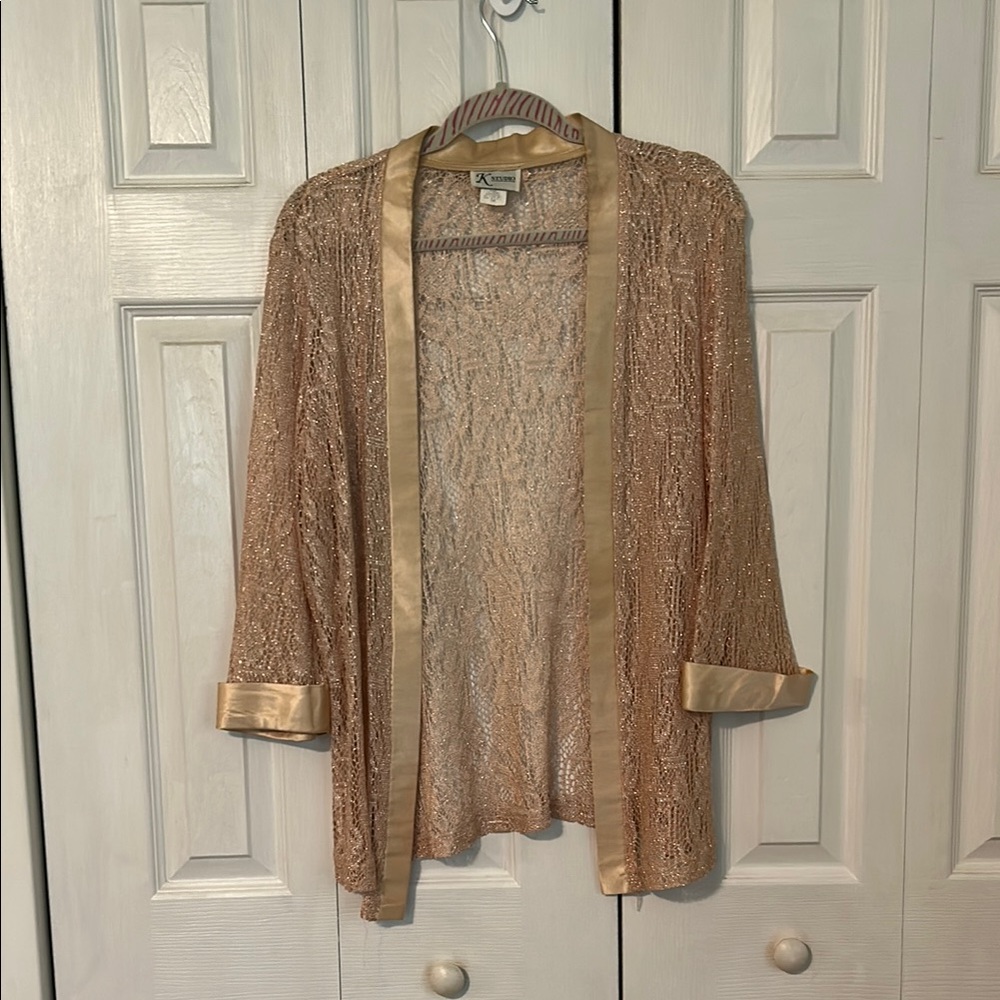 Elegant Lace Kimono Robe in Gold